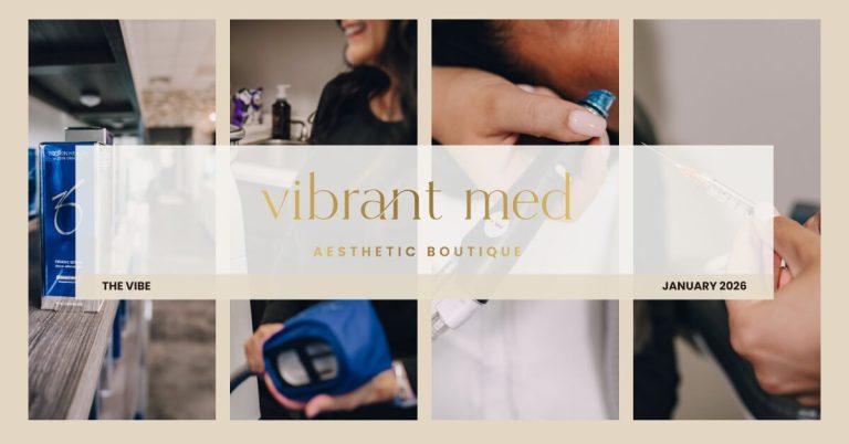 Med spa hero image for January 2026 newsletter called, 'The Vibe.'